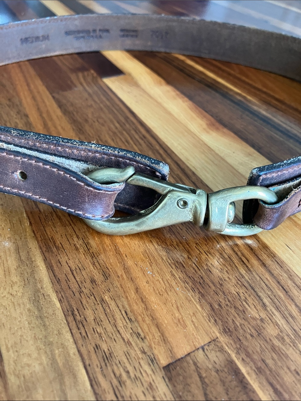 Leather Snap Hook Belt USA Heavy Duty Brown Fits 31 32 Workwear Unisex